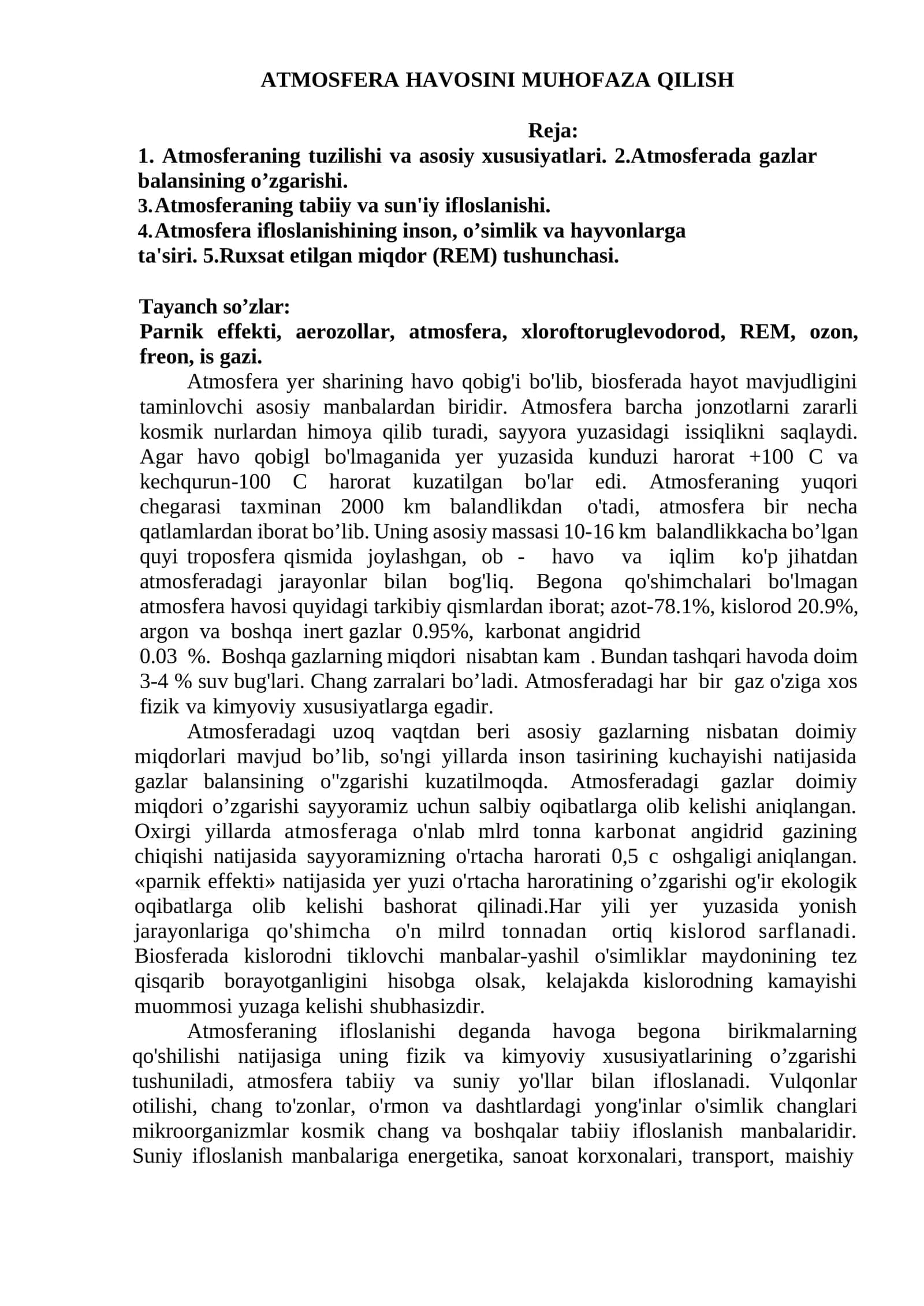 ATMOSFERA HAVOSINI MUHOFAZA QILISH 1