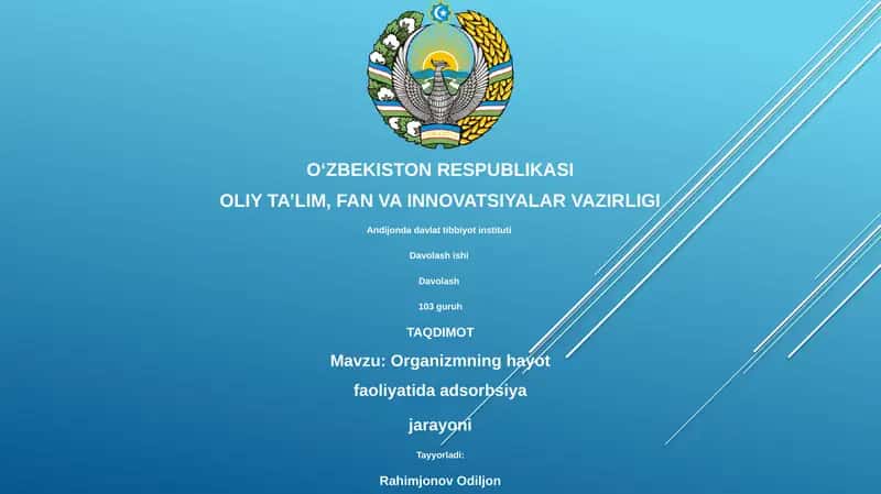 Organizmning hayot faoliyatida adsorbsiya jarayoni 1