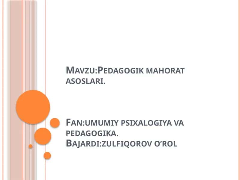 Pedagogik mahorat asoslari 1