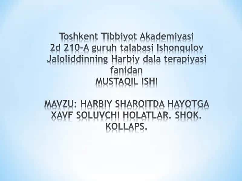 Umumiy og'ir holati 1