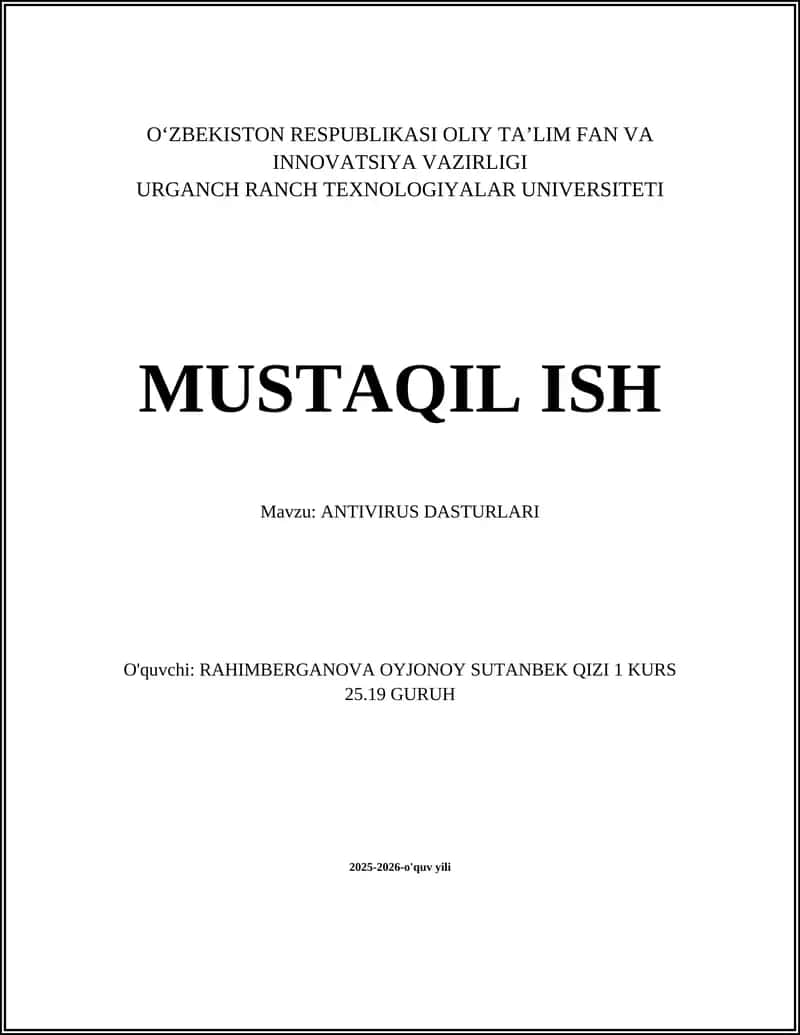 ANTIVIRUS DASTURLARI 1