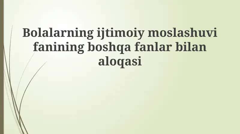 Ijtimoiy moslashuv bilan aloqasi 1