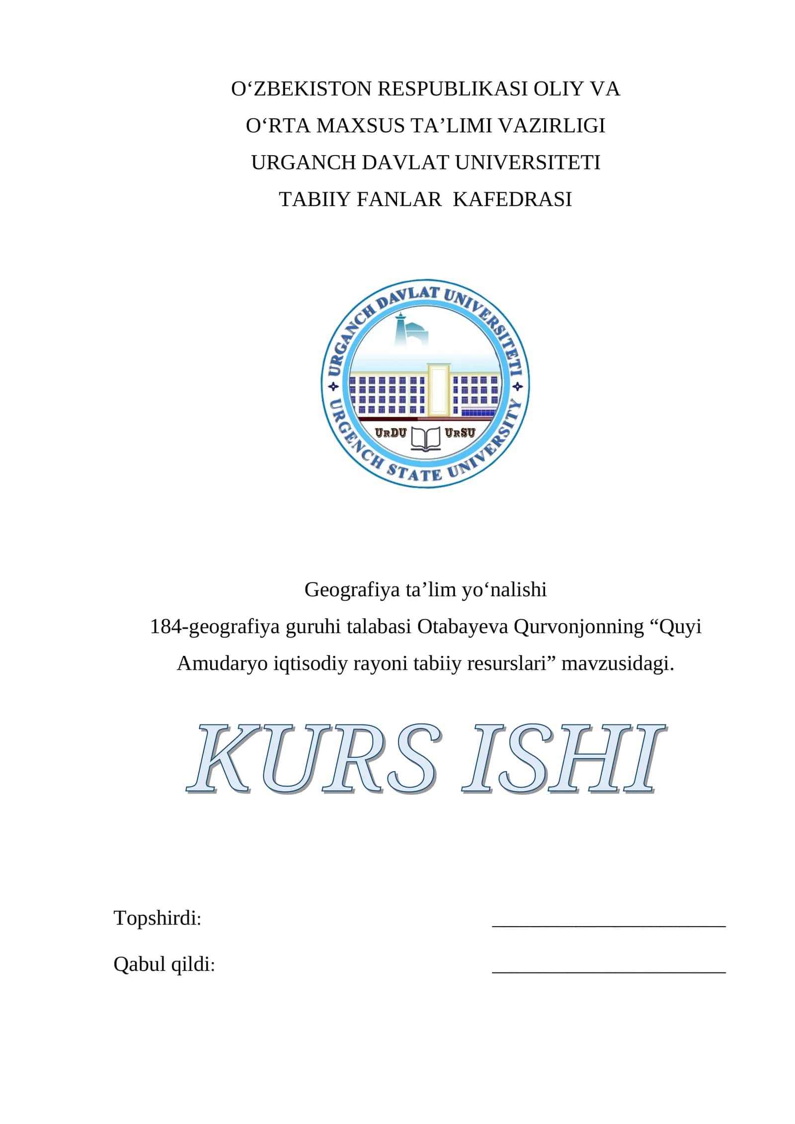 Quyi Amudaryo iqtisodiy rayoni tabiiy resurslari 1