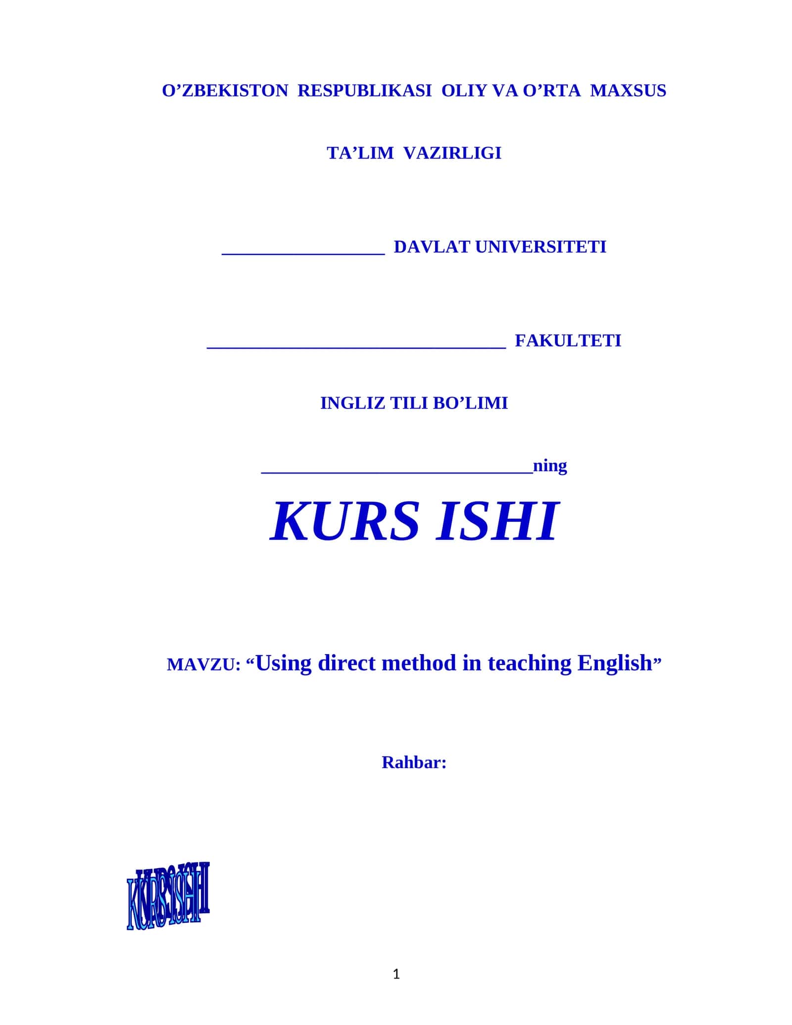 “Using direct method in teaching English” 1