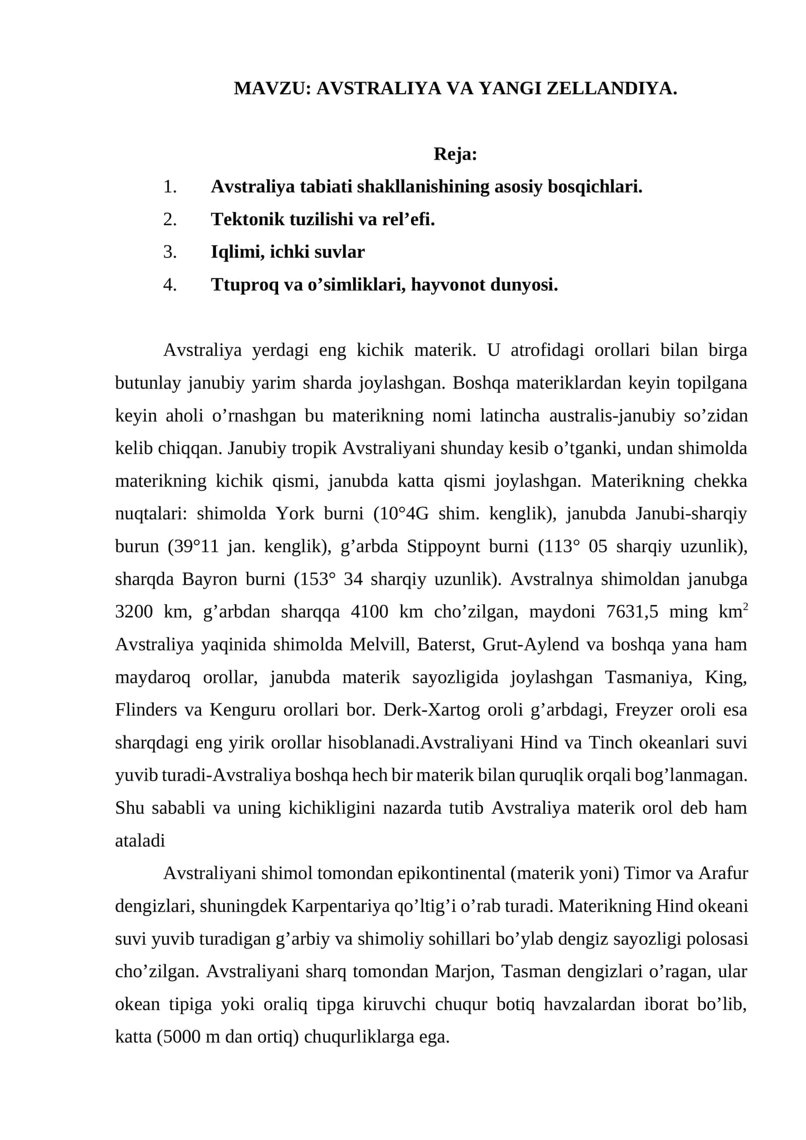 AVSTRALIYA VA YANGI ZELLANDIYA 1