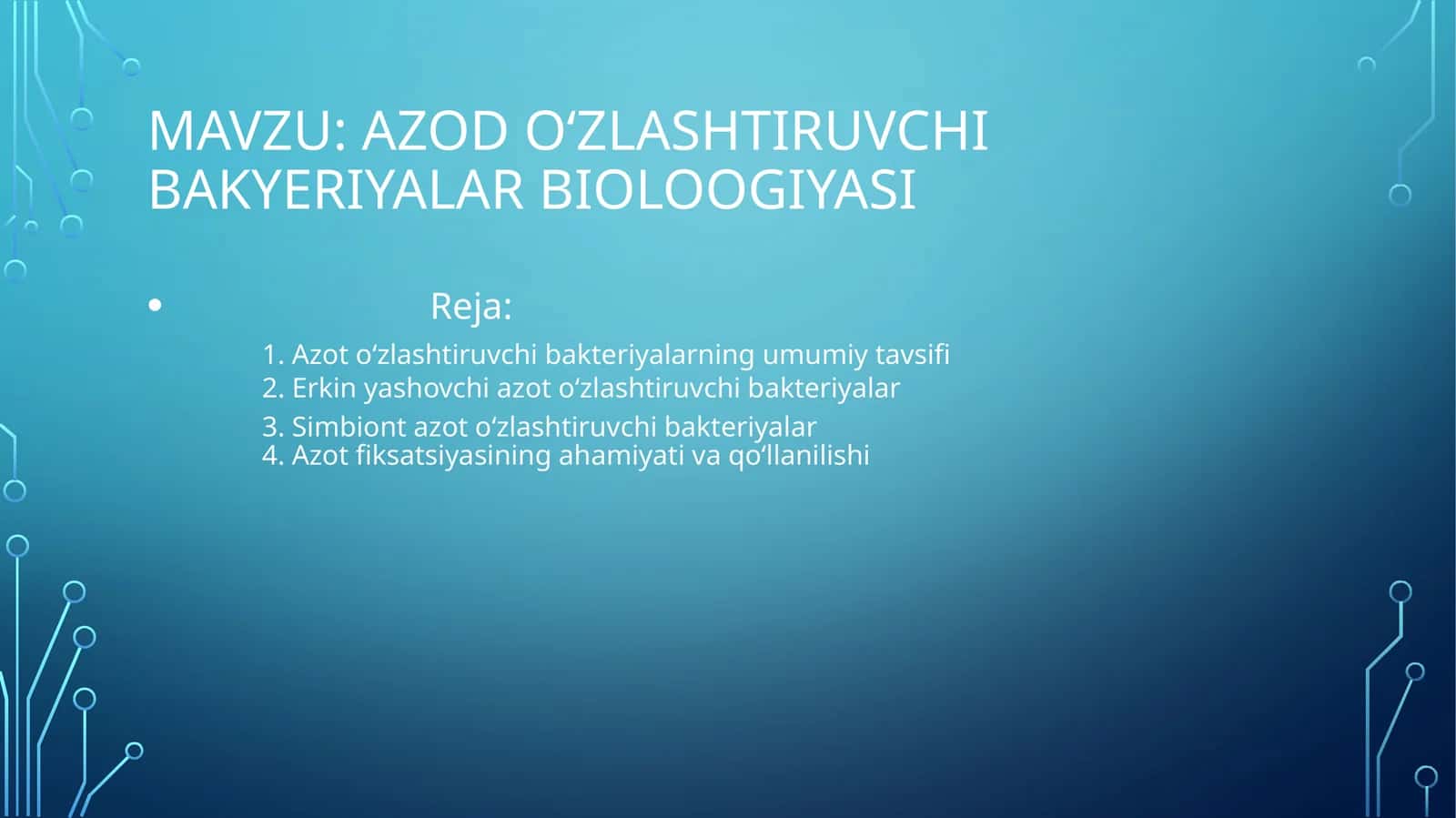 Azod oʻzlashtiruvchi bakyeriyalar bioloogiyasi 1