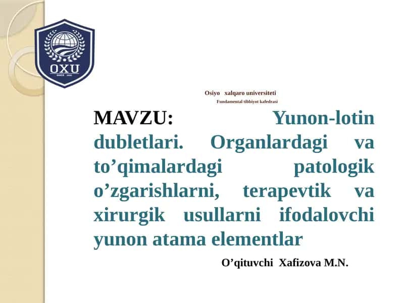 Yunon-lotin dubletlari va yakka atama elementlari 1