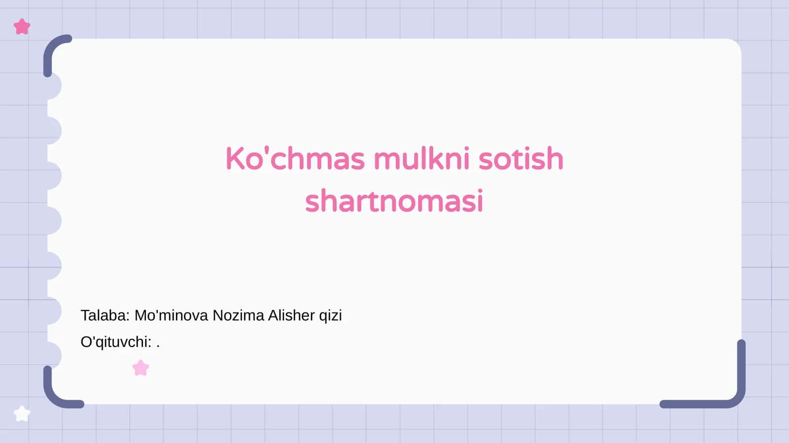 Ko'chmas mulkni sotish shartnomasi 1
