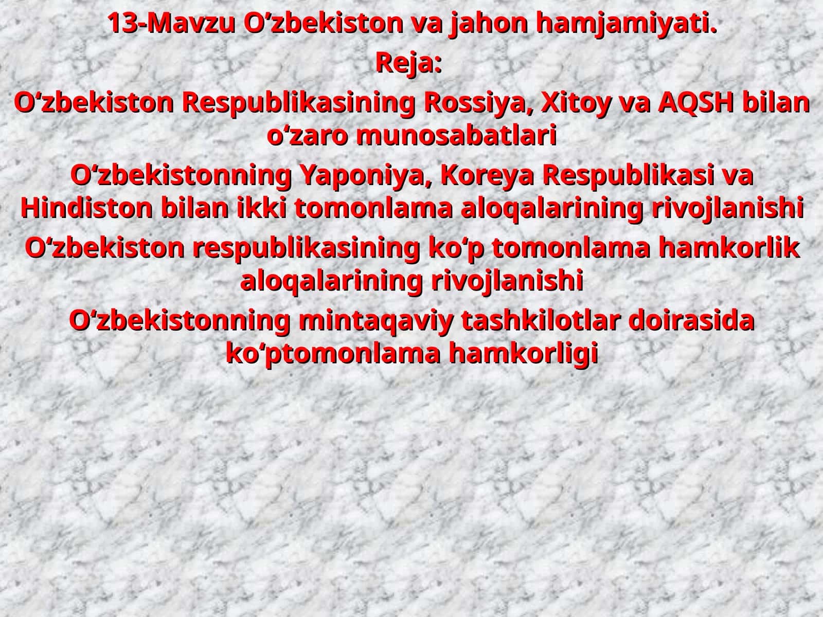 O‘zbekiston va jahon hamjamiyati 1