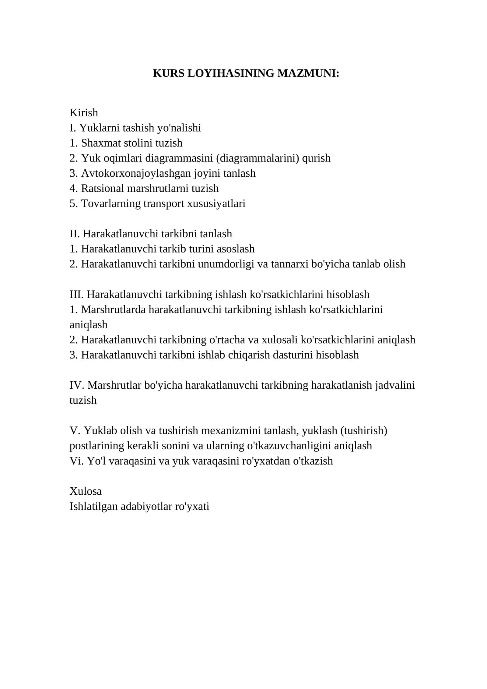 Yuklarni tashish 1