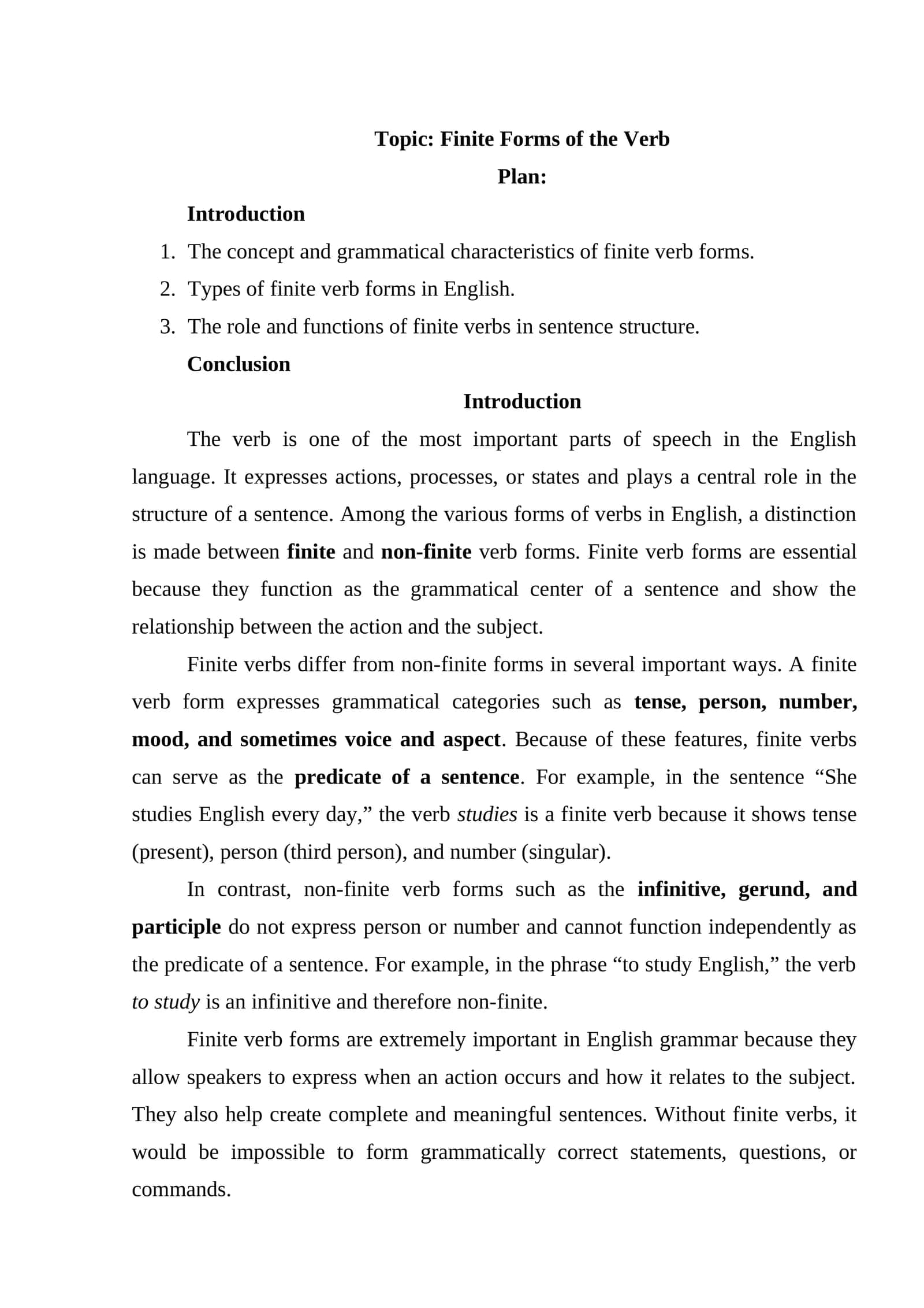 Finite Forms of the Verb 1