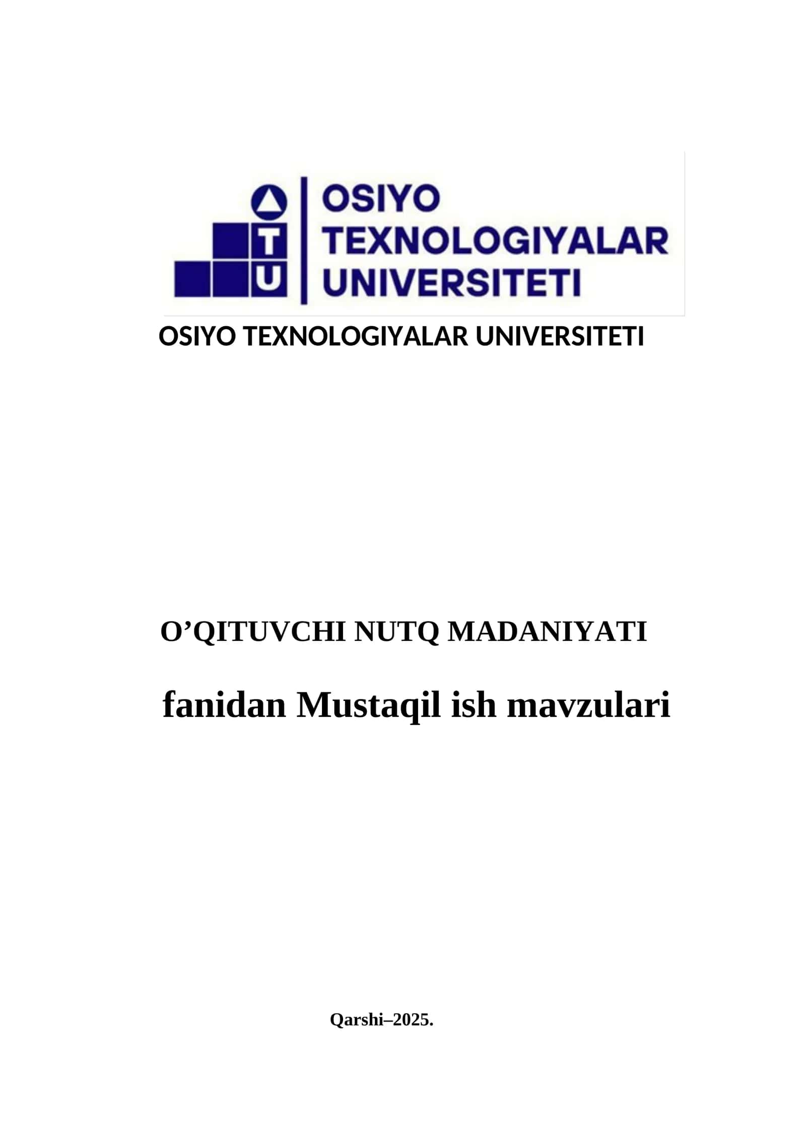 O’QITUVCHI NUTQ MADANIYATI 1