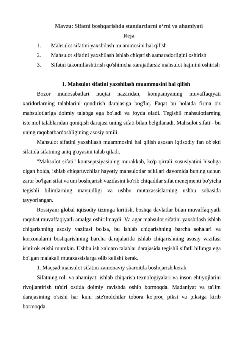 Mahsulot sifati 1