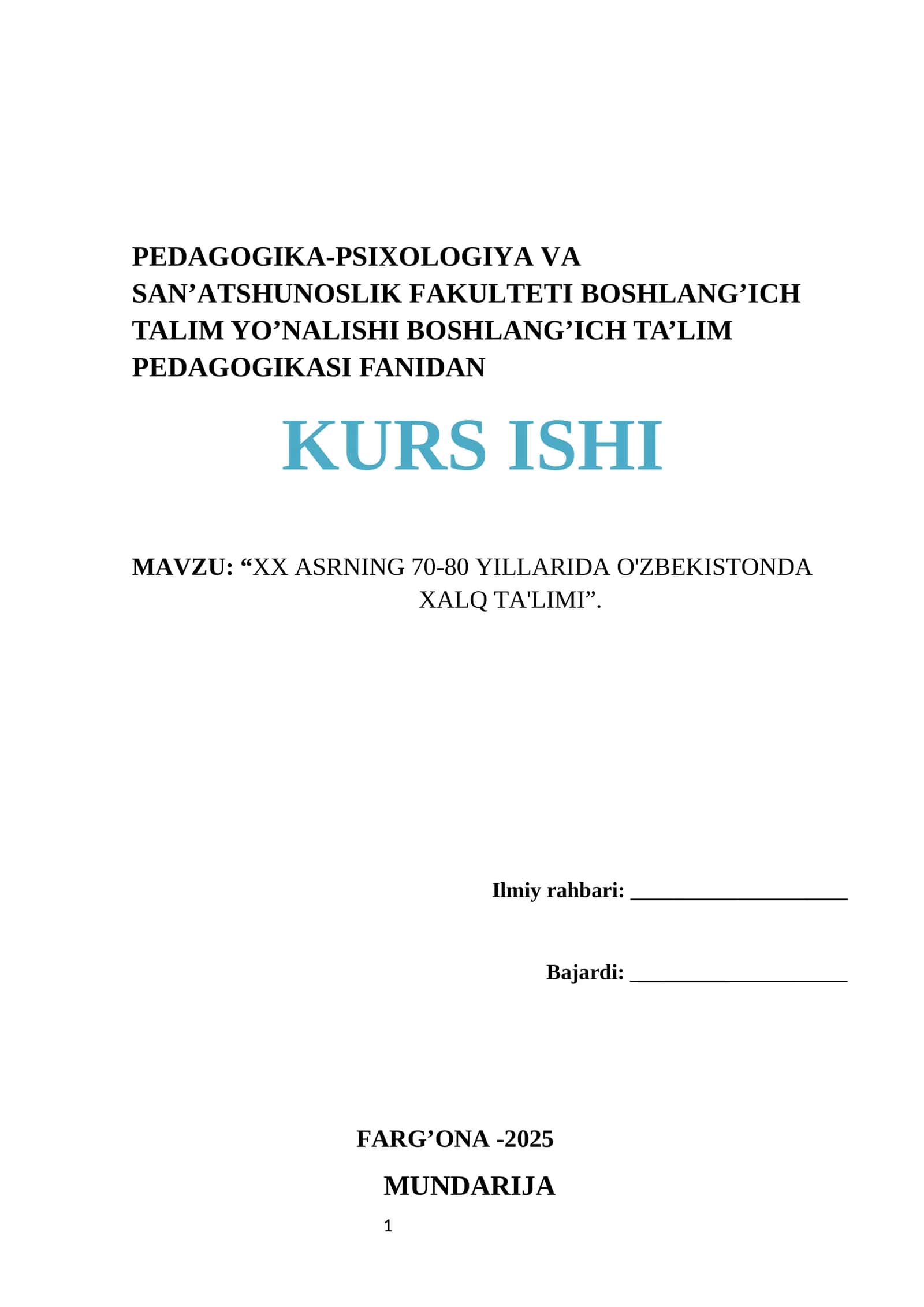 XX ASRNING 70-80 YILLARIDA O'ZBEKISTONDA XALQ TA'LIMI 1
