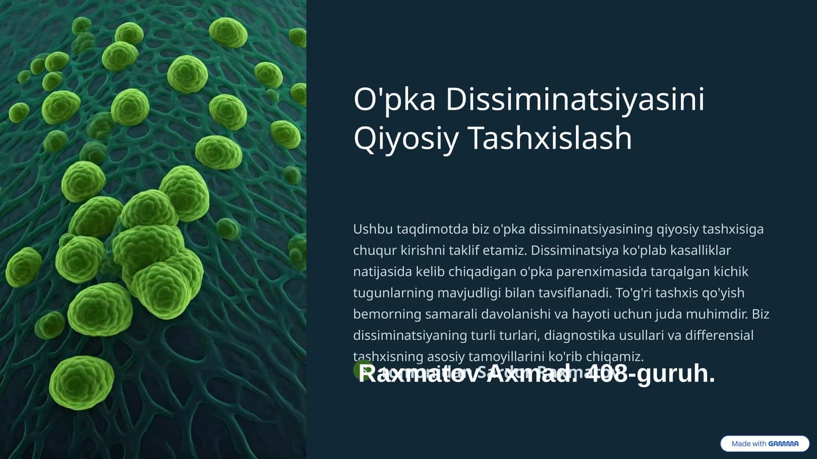 O'pka Dissiminatsiyasini Qiyosiy Tashxislash 1