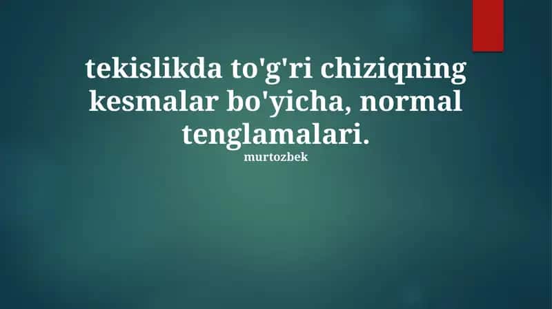 Normal Tenglamalar 1
