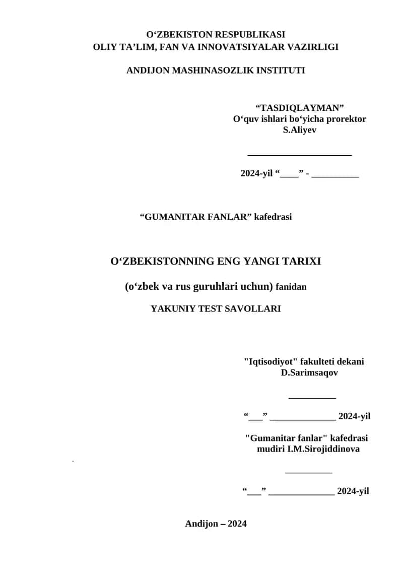 O‘zbekistonning eng yangi tarixi 1