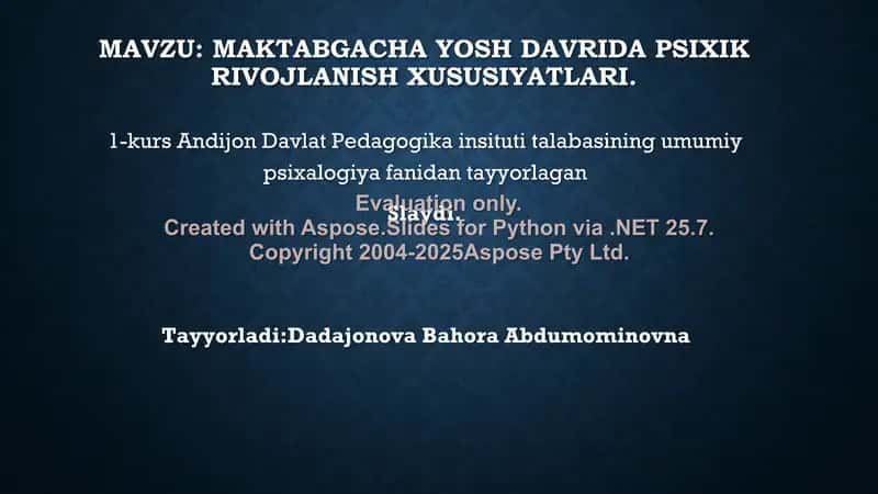 Maktabgacha yosh davrida psixik rivojlanish xususiyatlari slaydi 1