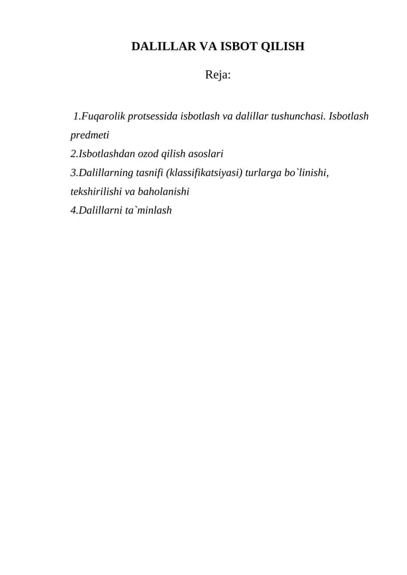 DALILLAR VA ISBOT QILISH 1