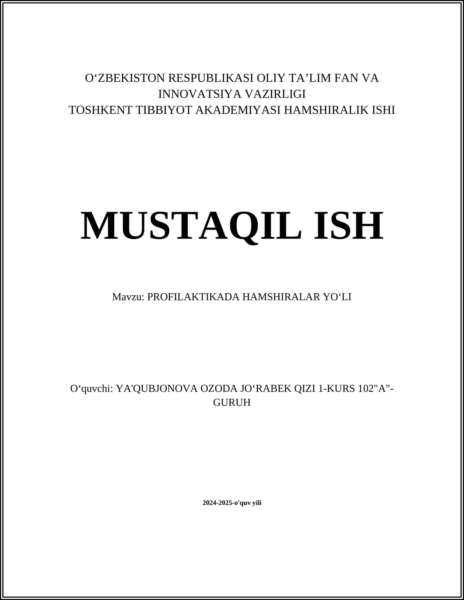 PROFILAKTIKADA HAMSHIRALAR YO'LI 1