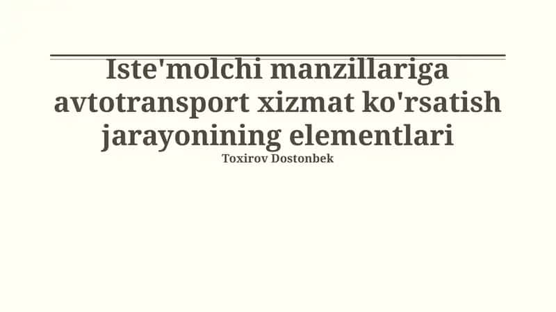 Mijozlarga Avtomobil Xizmatini Ko'rsatish Jarayonining Elementlari 1