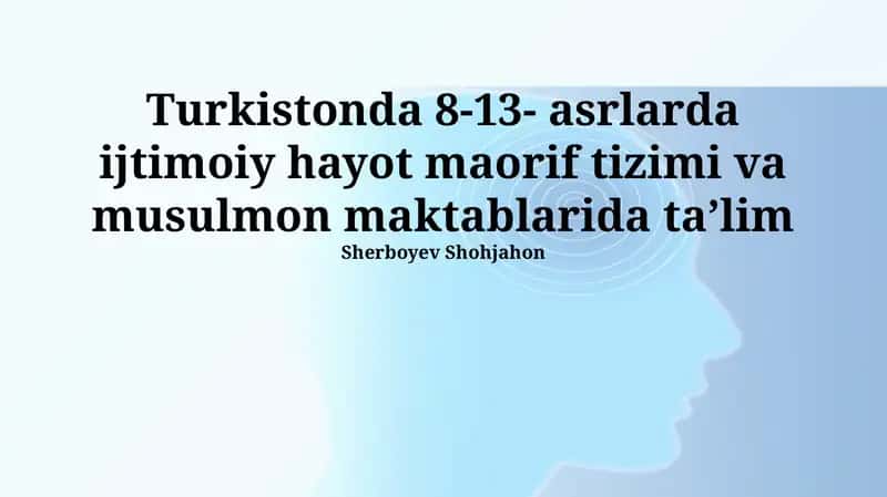 VIII-XIII asrlarda Turkistonda ijtimoiy hayot 1
