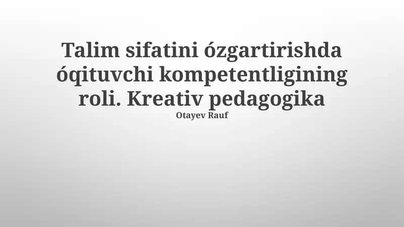 Kreativ pedagogika 1