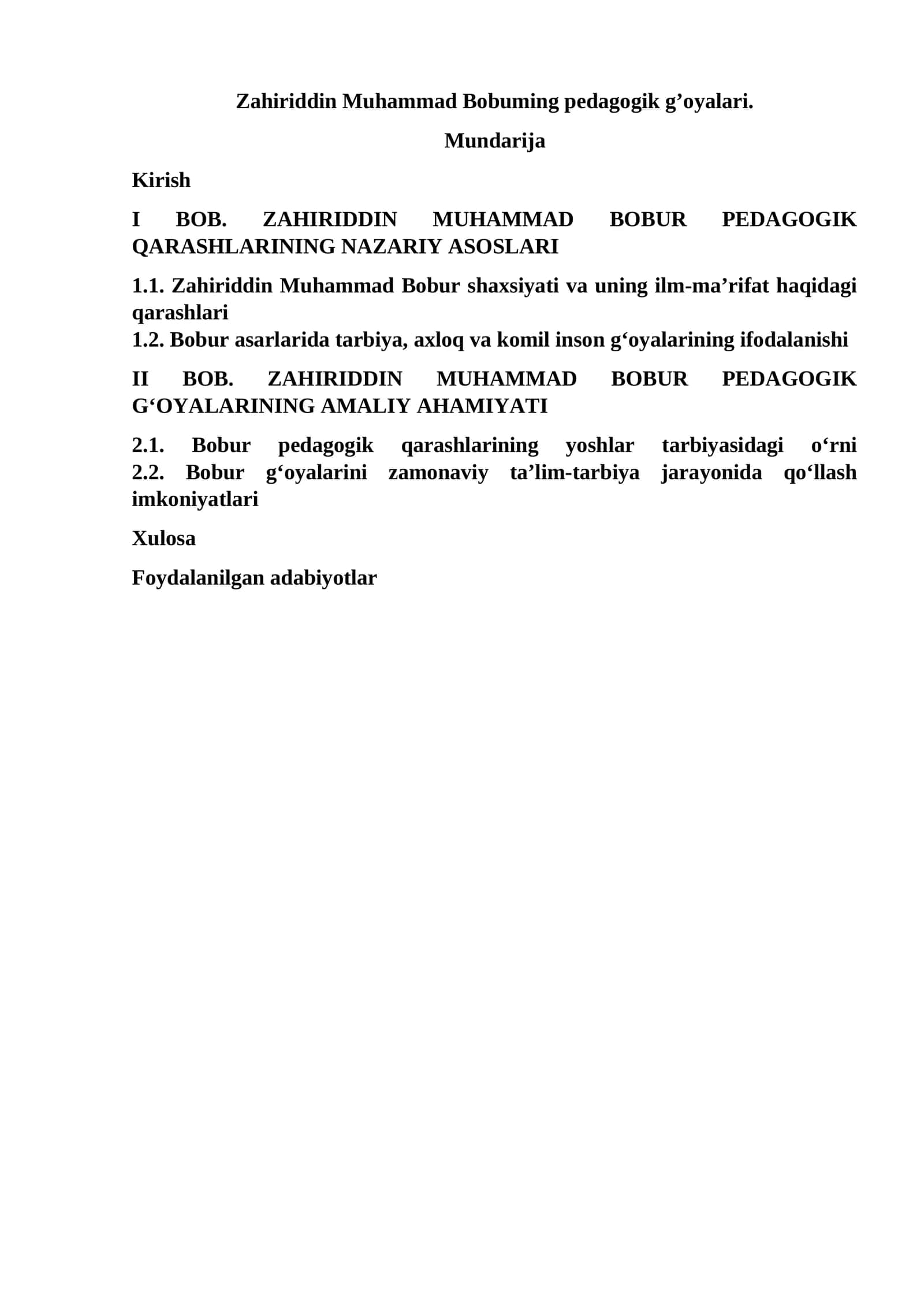 Zahiriddin Muhammad Bobuming pedagogik g’oyalari 1
