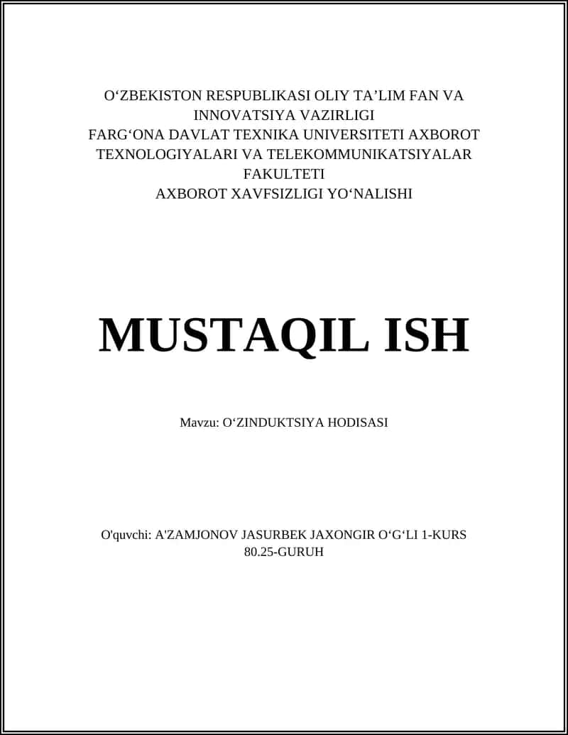 OʻZINDUKTSIYA HODISASI 1