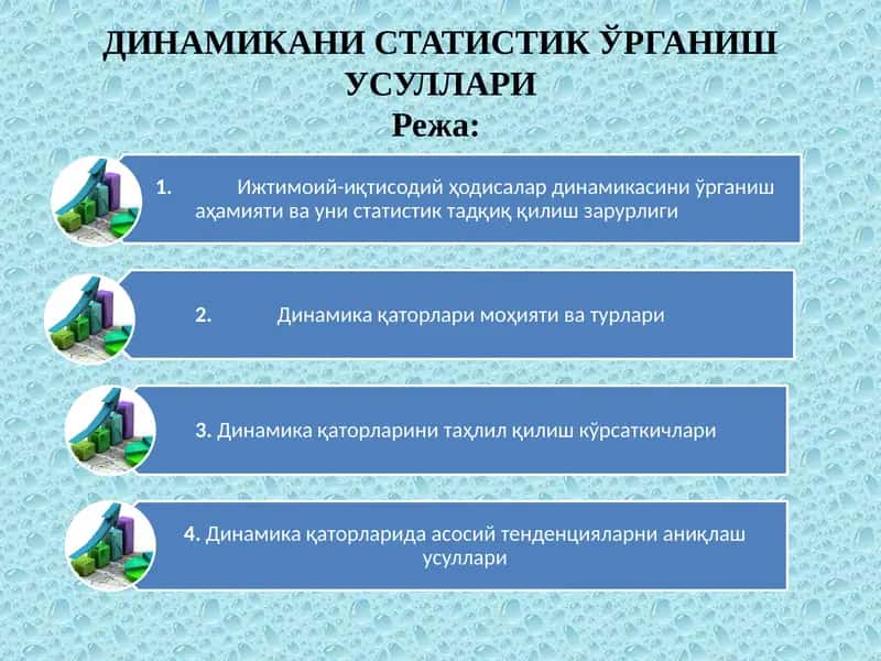 ДИНАМИКАНИ СТАТИСТИК ЎРГАНИШ УСУЛЛАРИ 1