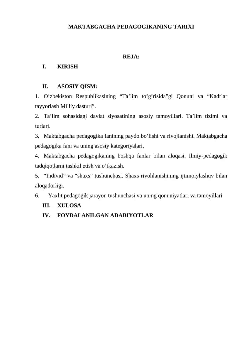 MAKTABGACHA PEDAGOGIKANING TARIXI 1