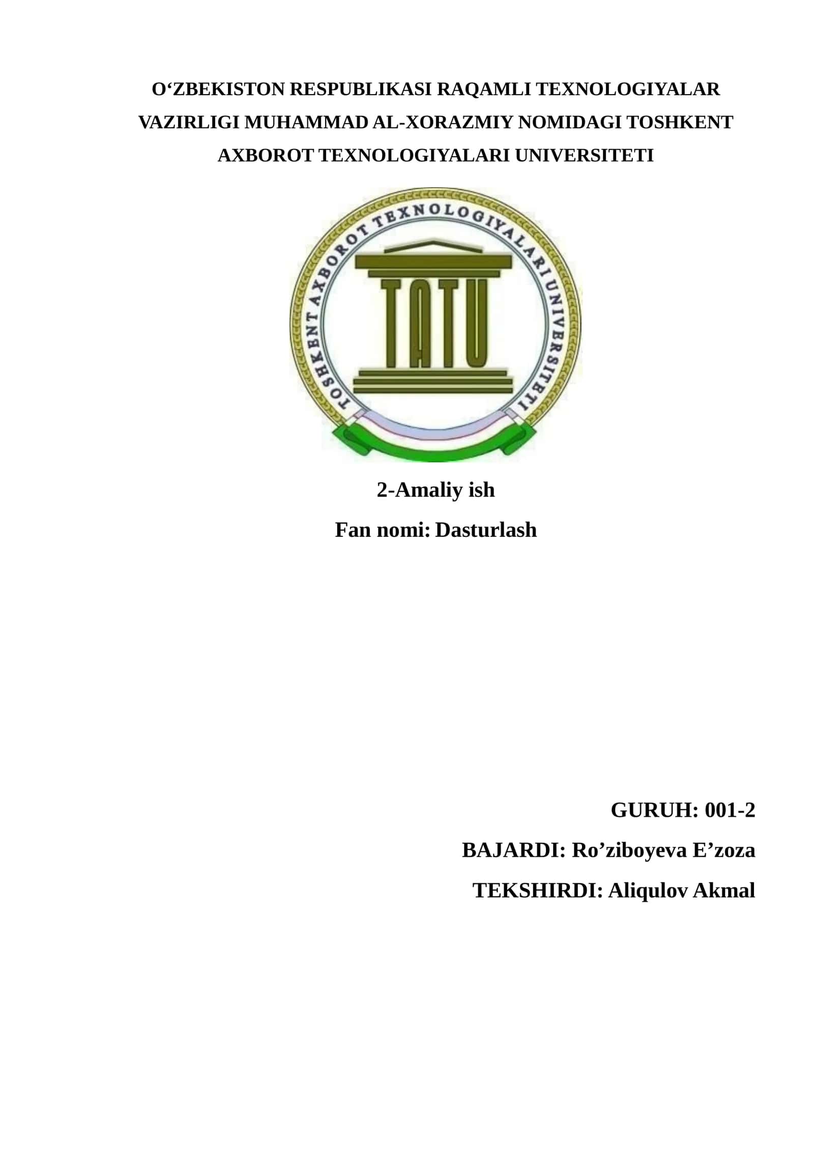 MASSIVLAR. BIR O’LCHOVLI VA KO’P O’LCHOVLI MASSIVLAR. MASSIV ELEMENTLARINI SARALASH USULLARI 1