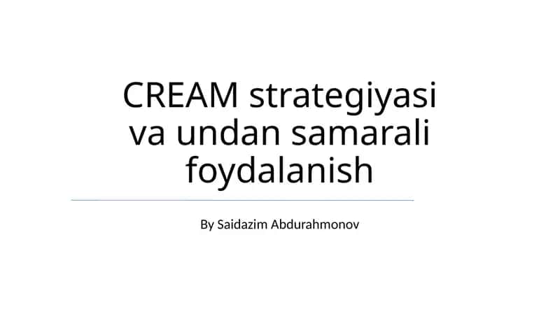 Krem Strategiyasi 1