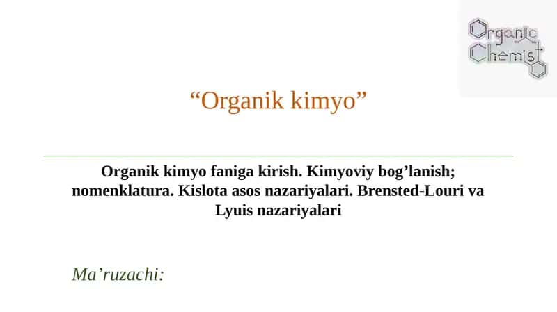 Organik kimyo 1