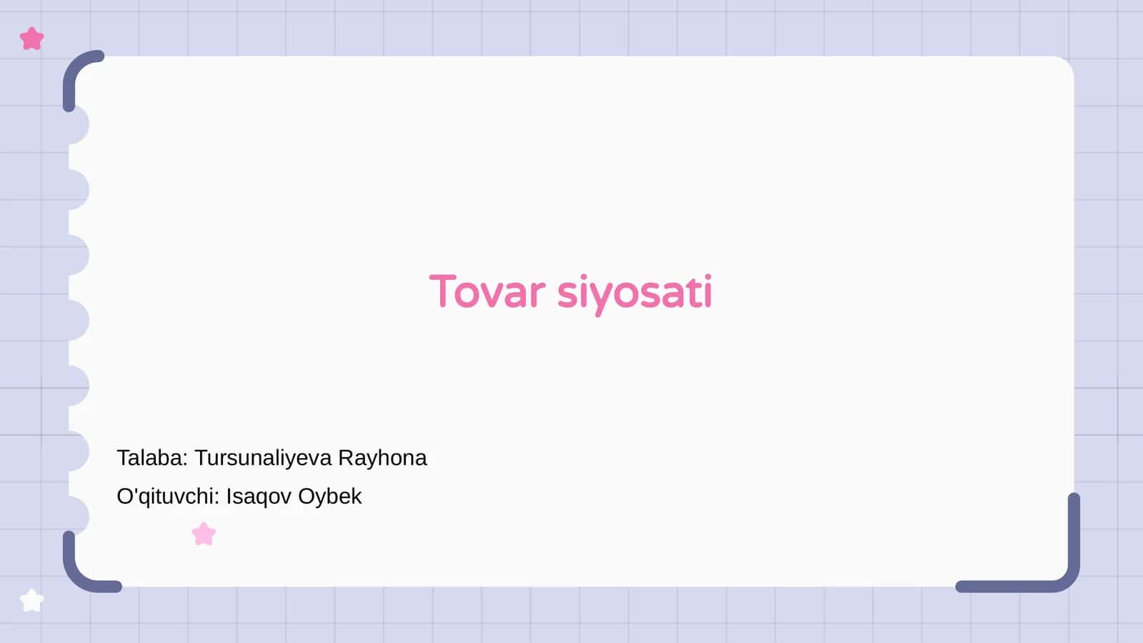 Tovar siyosati 1