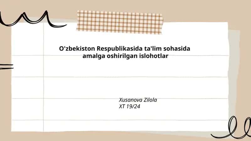 Milliy Ta'lim Dasturi islohoti 1