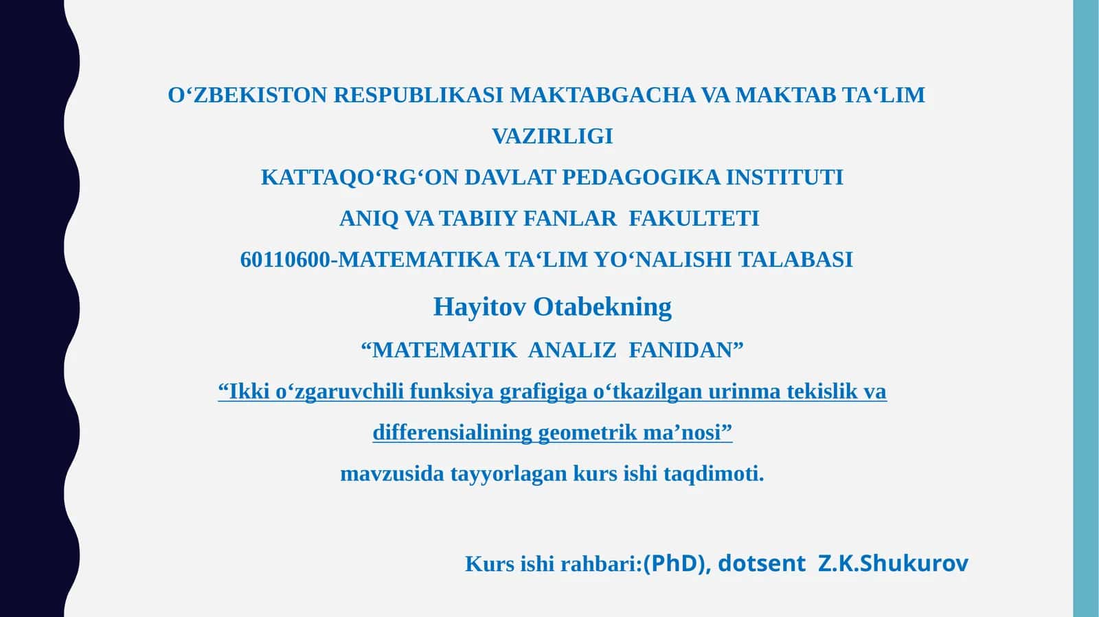 MATEMATIK ANALIZ FANIDAN 1