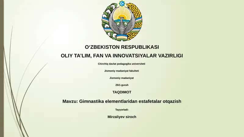 Gimnastika elementlaridan estafetalar otqazish