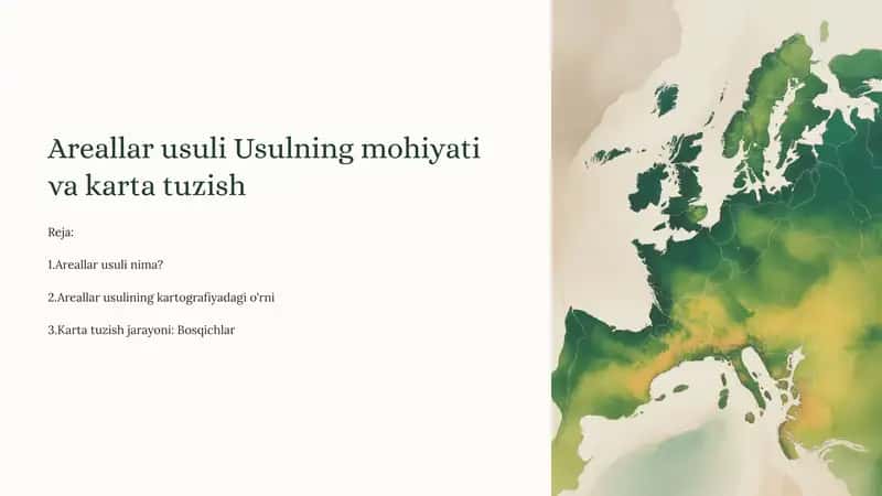Areallar usuli Usulning mohiyati va karta tuzish 1