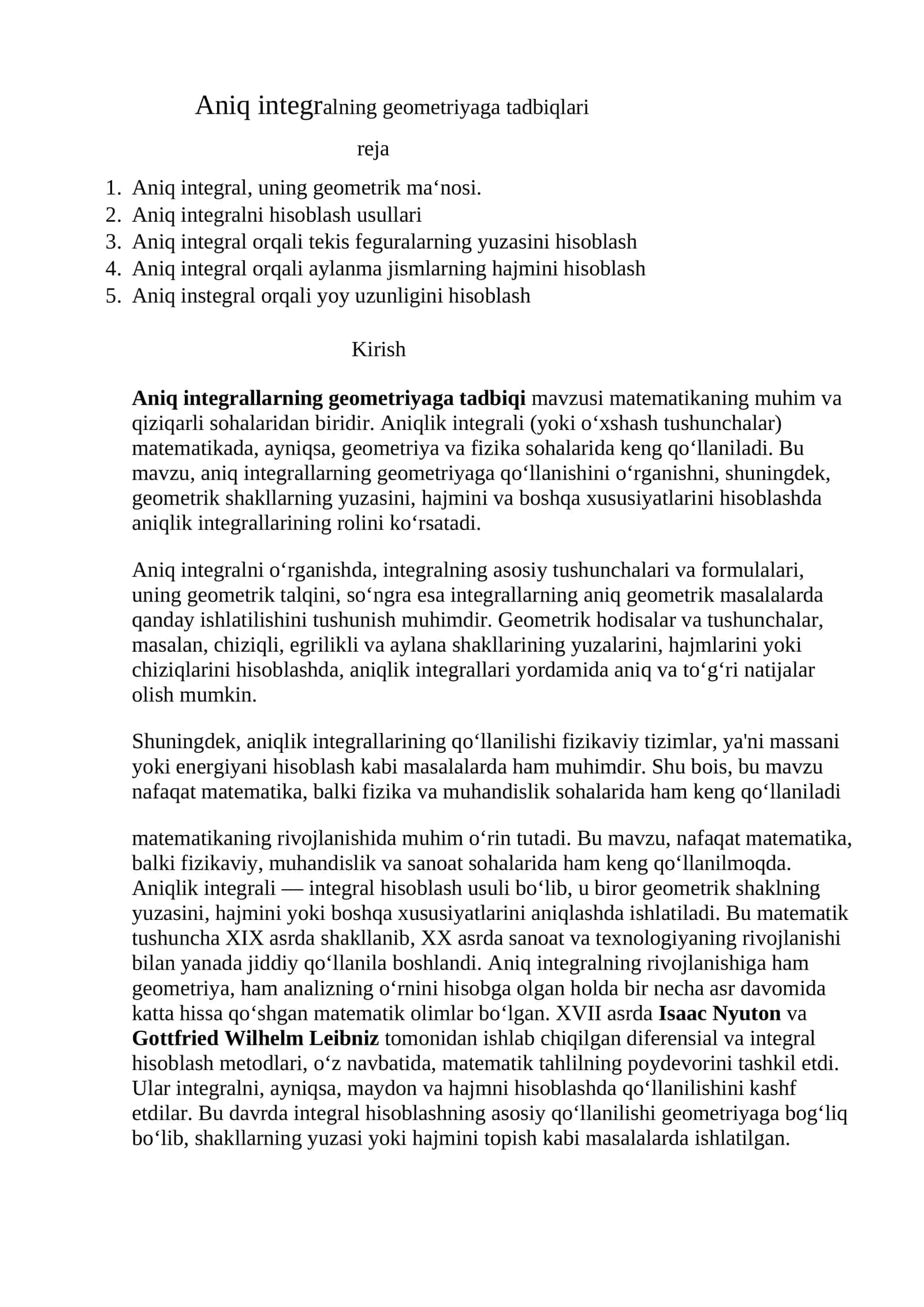 Aniq integral 1
