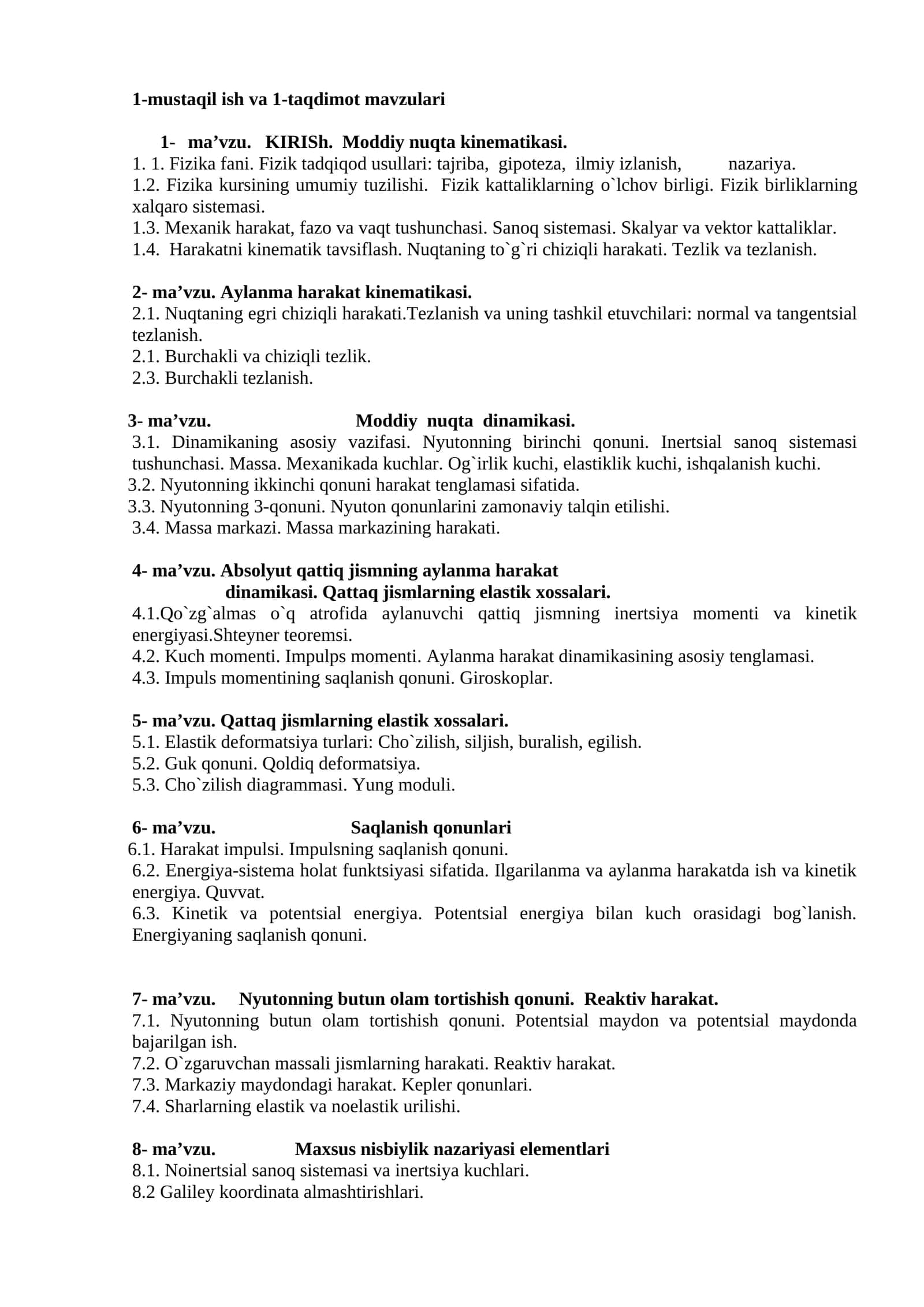 Moddiy nuqta kinematikasi 1