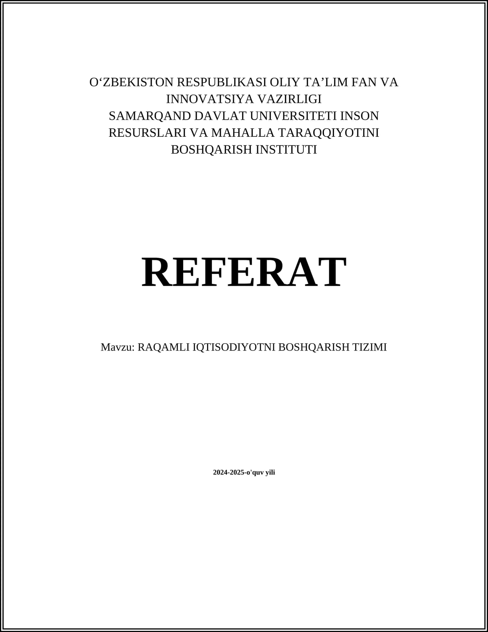 RAQAMLI IQTISODIYOTNI BOSHQARISH TIZIMI 1