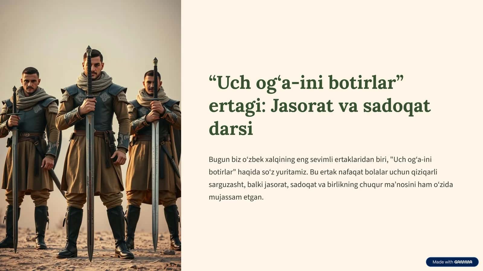 "Uch og‘a-ini botirlar" ertagi: Jasorat va sadoqat darsi 1