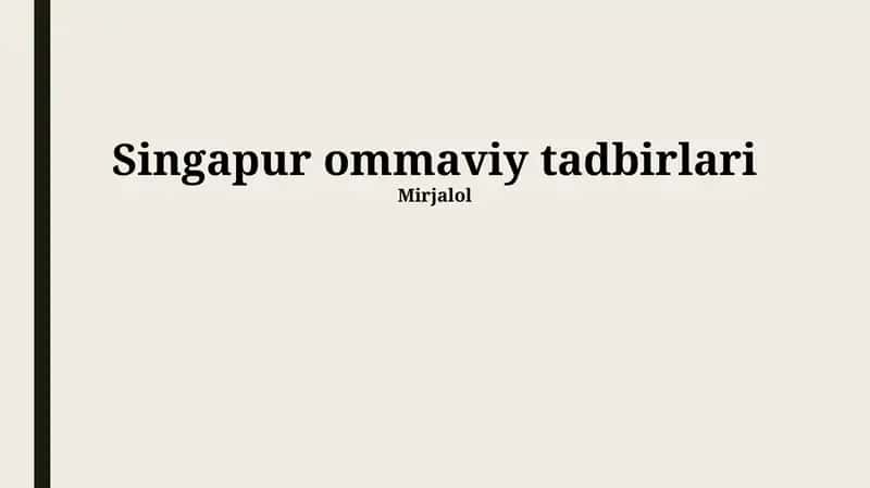 Singapur ommaviy tadbirlari 1