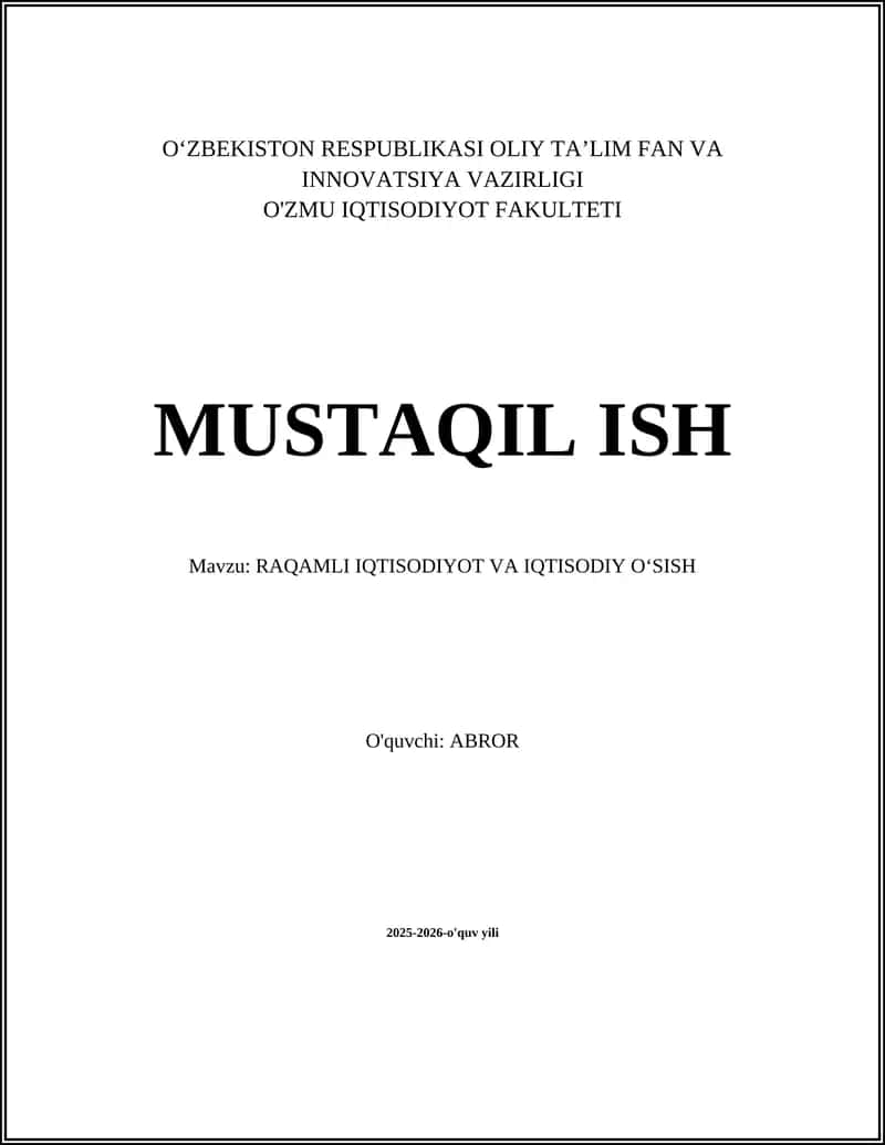 RAQAMLI IQTISODIYOT VA IQTISODIY O‘SISH 1