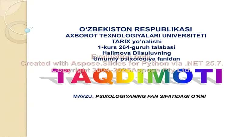 Psixologiya fanidan taqdimot 1