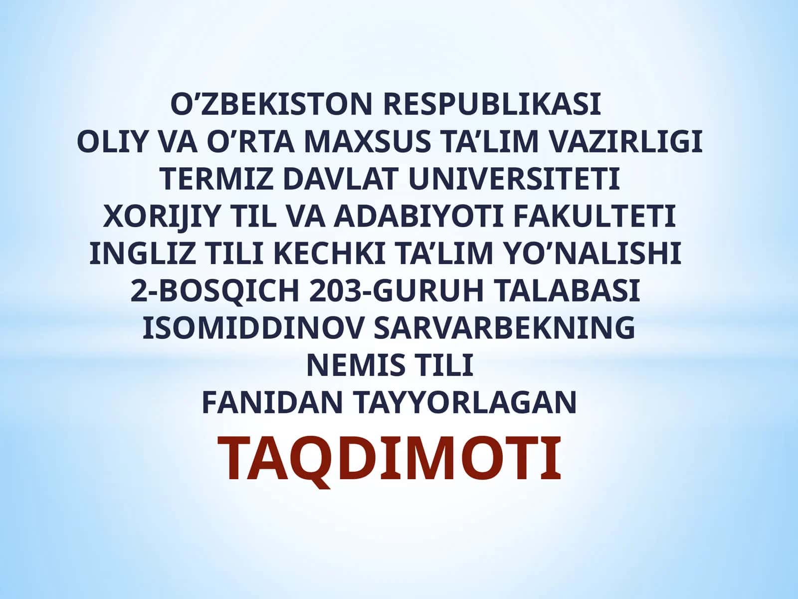 INGLIZ TILI KECHKI TA’LIM YO’NALISHI 1