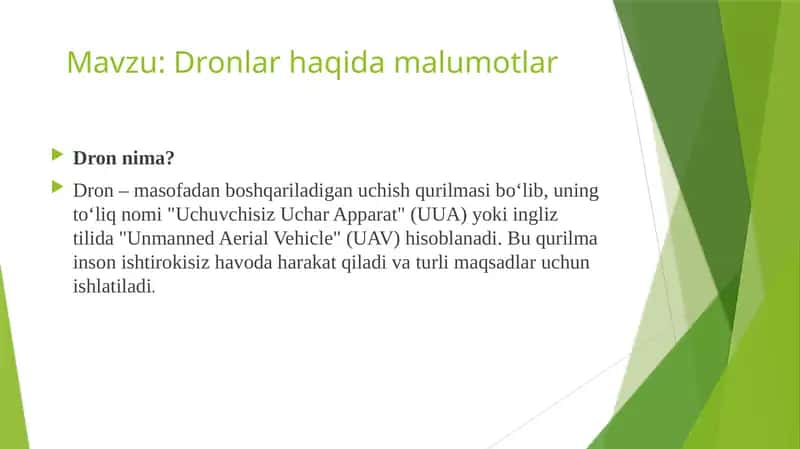 Dronlar haqida malumotlar 1