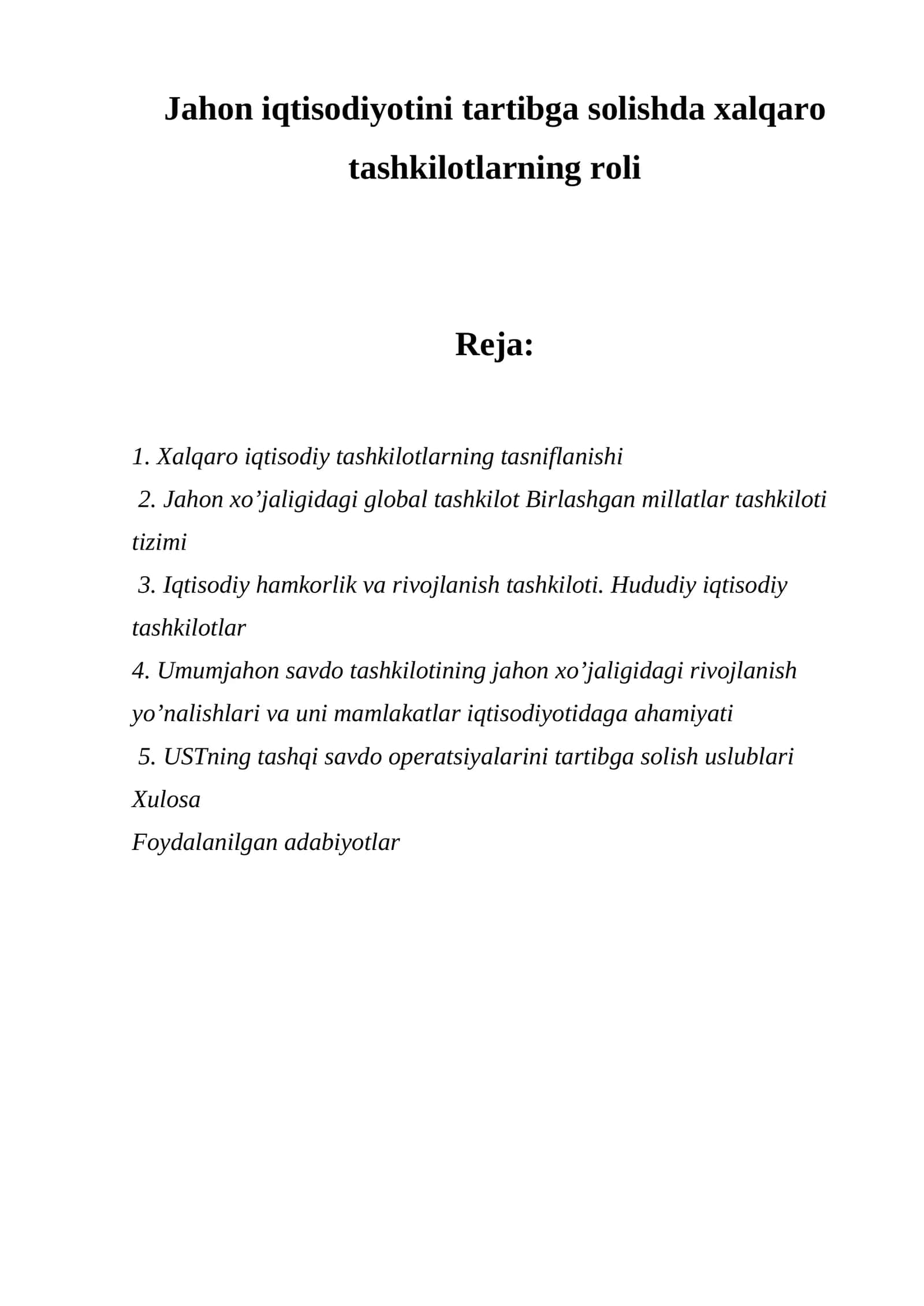 Хalqaro tashkilotlarning iqtisodiy roli 1