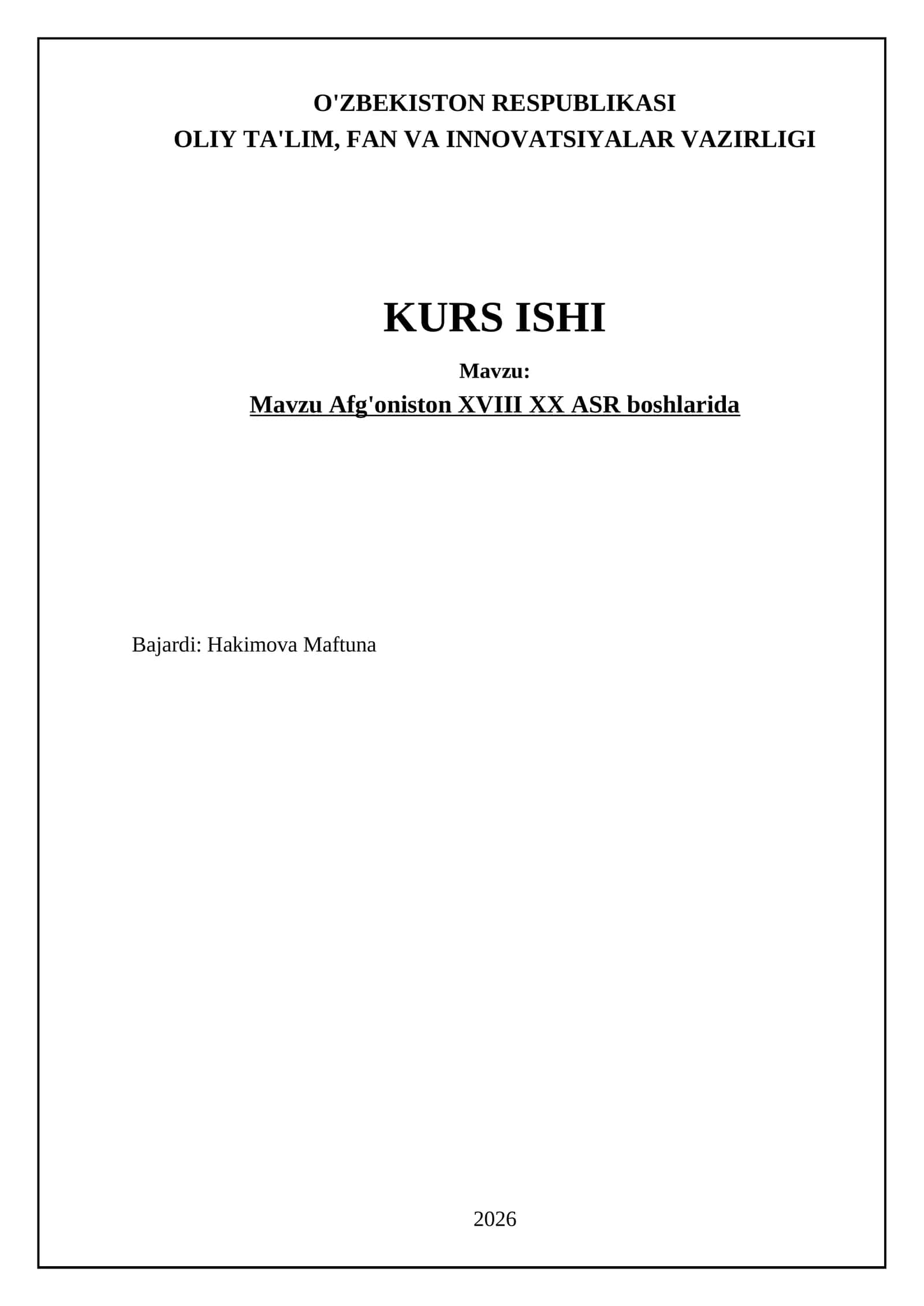 Afg'oniston XVIII XX ASR boshlarida 1